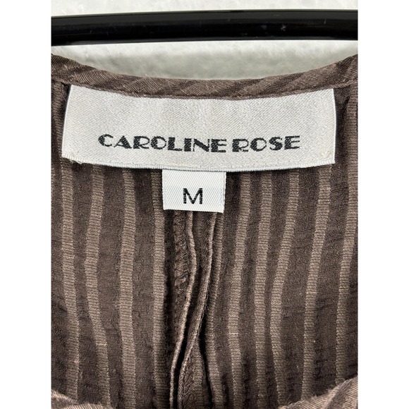 Caroline Rose Tank Top Womens Medium Brown Crinkle Pleated Sleeveless Cropped - Picture 3 of 5